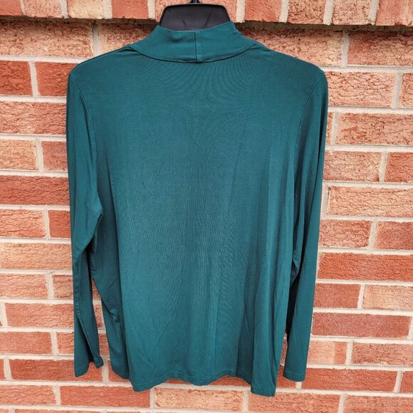 Talbots Petites Long Sleeve Tee Women's Size Large Petite Green Double Front - Picture 2 of 6
